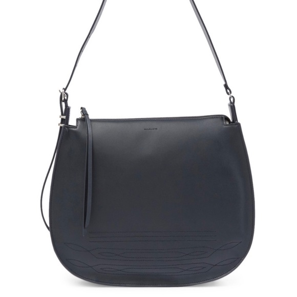 ALLSAINTS Cooper Hobo Leather Shoulder Bag in Navy - Picture 2 of 5